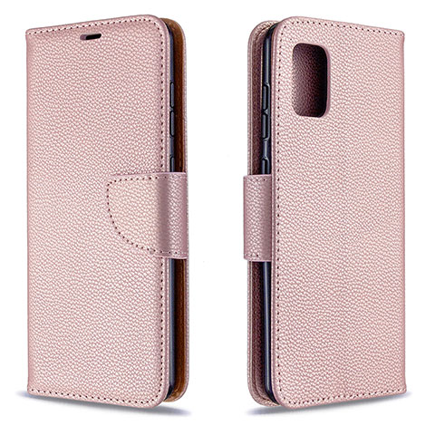 Handytasche Stand Schutzhülle Flip Leder Hülle B06F für Samsung Galaxy A31 Rosegold