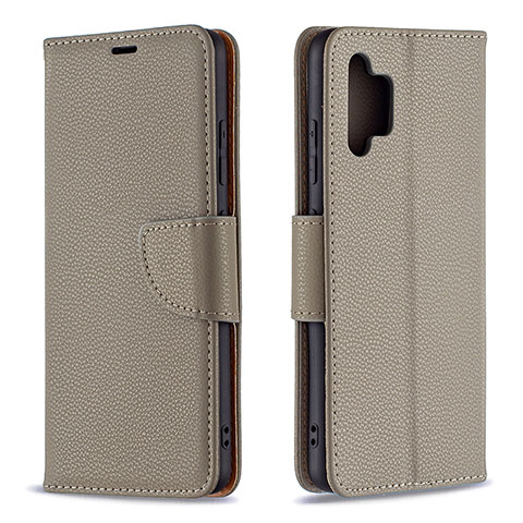 Handytasche Stand Schutzhülle Flip Leder Hülle B06F für Samsung Galaxy A32 4G Grau