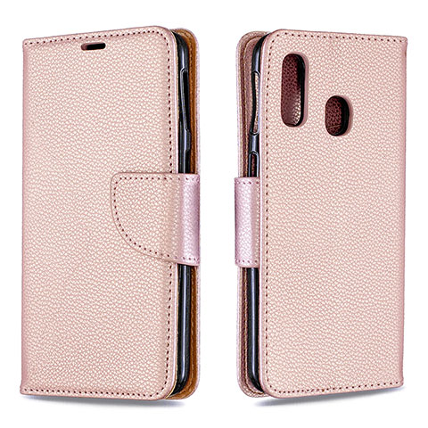 Handytasche Stand Schutzhülle Flip Leder Hülle B06F für Samsung Galaxy A40 Rosegold