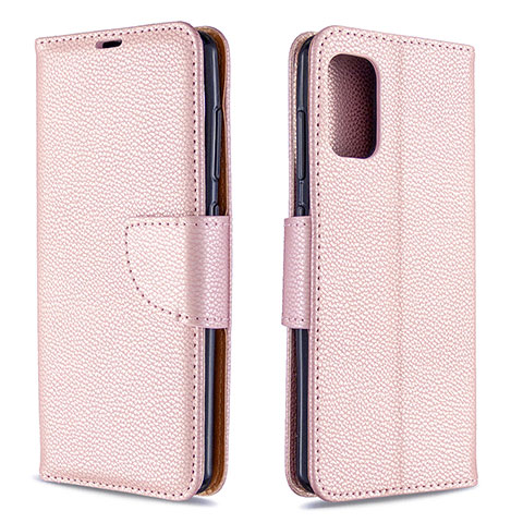 Handytasche Stand Schutzhülle Flip Leder Hülle B06F für Samsung Galaxy A41 Rosegold