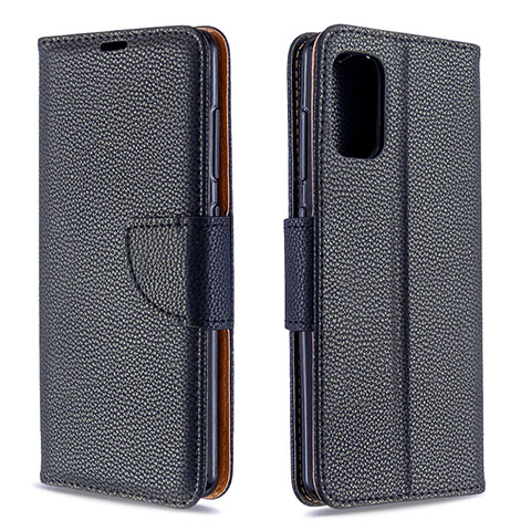 Handytasche Stand Schutzhülle Flip Leder Hülle B06F für Samsung Galaxy A41 Schwarz