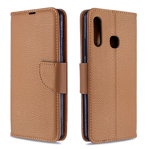 Handytasche Stand Schutzhülle Flip Leder Hülle B06F für Samsung Galaxy A70E Braun