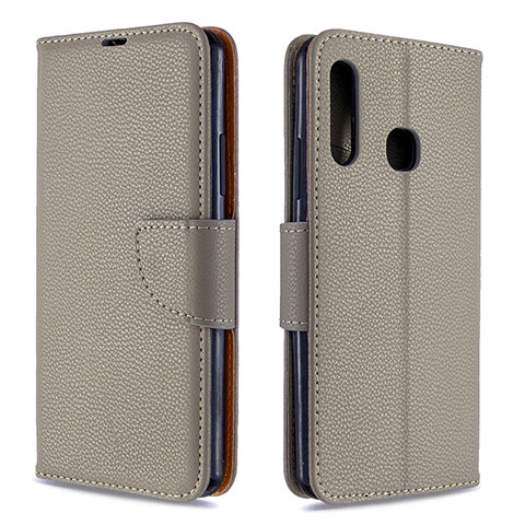 Handytasche Stand Schutzhülle Flip Leder Hülle B06F für Samsung Galaxy A70E Grau