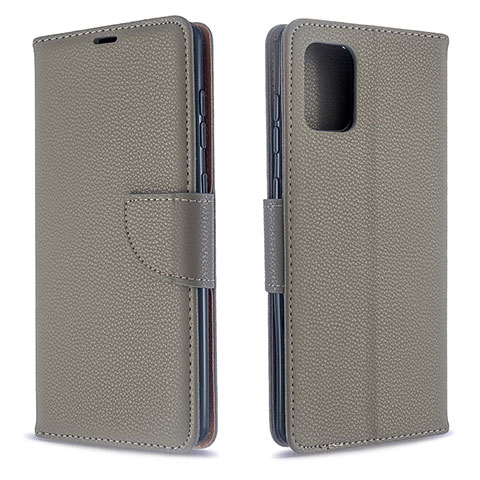 Handytasche Stand Schutzhülle Flip Leder Hülle B06F für Samsung Galaxy A71 5G Grau