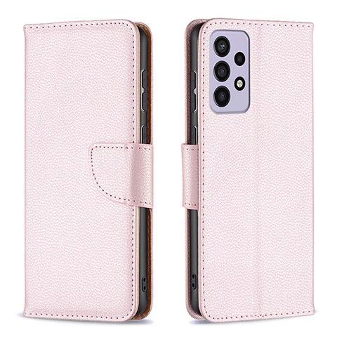 Handytasche Stand Schutzhülle Flip Leder Hülle B06F für Samsung Galaxy A73 5G Rosegold