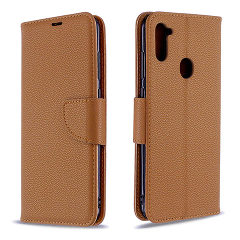 Handytasche Stand Schutzhülle Flip Leder Hülle B06F für Samsung Galaxy M11 Braun