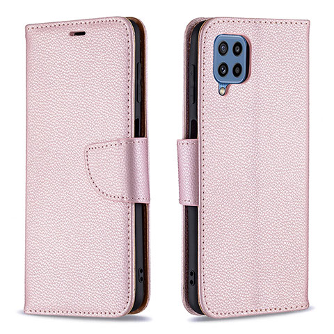 Handytasche Stand Schutzhülle Flip Leder Hülle B06F für Samsung Galaxy M32 4G Rosegold