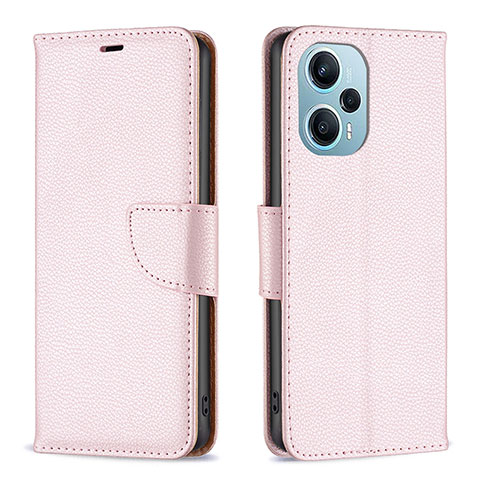 Handytasche Stand Schutzhülle Flip Leder Hülle B06F für Xiaomi Poco F5 5G Rosegold