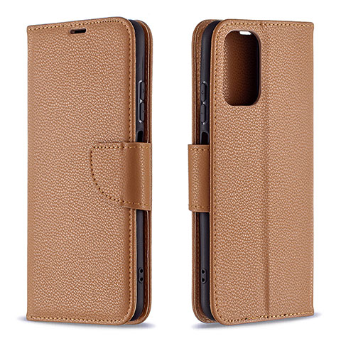 Handytasche Stand Schutzhülle Flip Leder Hülle B06F für Xiaomi Redmi Note 10 4G Braun