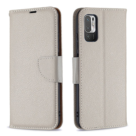 Handytasche Stand Schutzhülle Flip Leder Hülle B06F für Xiaomi Redmi Note 10T 5G Grau