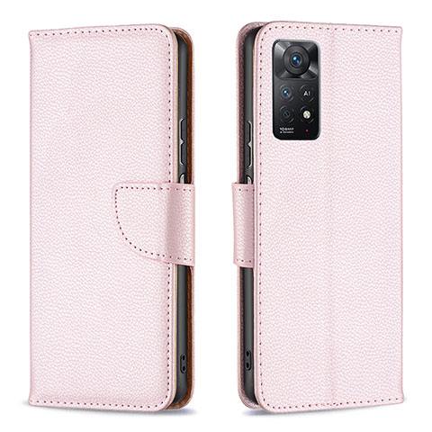 Handytasche Stand Schutzhülle Flip Leder Hülle B06F für Xiaomi Redmi Note 11 Pro 4G Rosegold