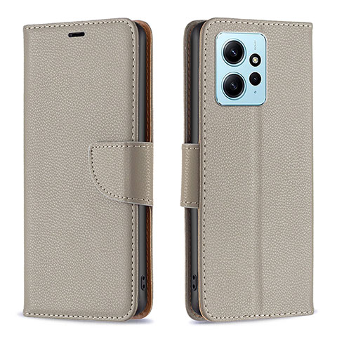 Handytasche Stand Schutzhülle Flip Leder Hülle B06F für Xiaomi Redmi Note 12 4G Grau