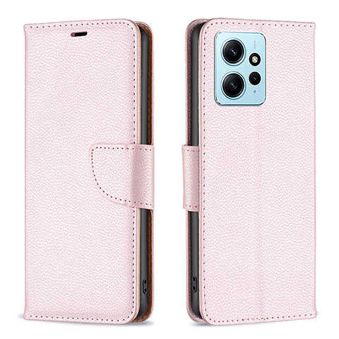 Handytasche Stand Schutzhülle Flip Leder Hülle B06F für Xiaomi Redmi Note 12 4G Rosegold