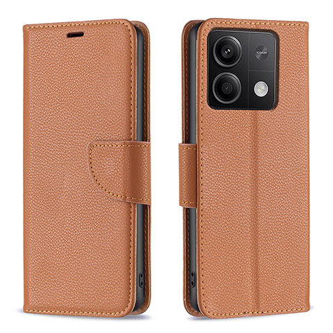 Handytasche Stand Schutzhülle Flip Leder Hülle B06F für Xiaomi Redmi Note 13 5G Braun