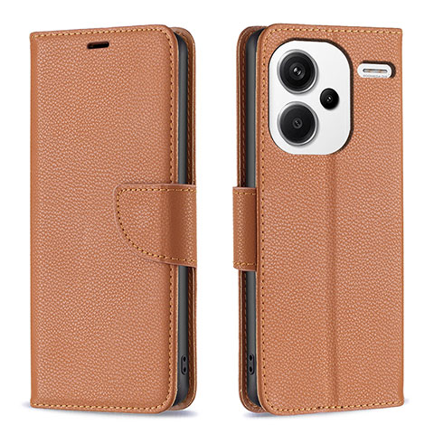 Handytasche Stand Schutzhülle Flip Leder Hülle B06F für Xiaomi Redmi Note 13 Pro+ Plus 5G Braun