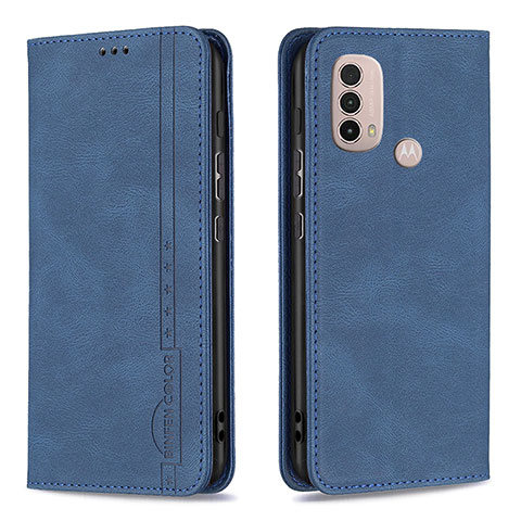 Handytasche Stand Schutzhülle Flip Leder Hülle B07F für Motorola Moto E30 Blau