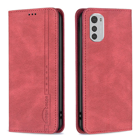 Handytasche Stand Schutzhülle Flip Leder Hülle B07F für Motorola Moto E32 Rot