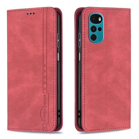 Handytasche Stand Schutzhülle Flip Leder Hülle B07F für Motorola Moto G22 Rot