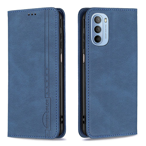 Handytasche Stand Schutzhülle Flip Leder Hülle B07F für Motorola Moto G31 Blau