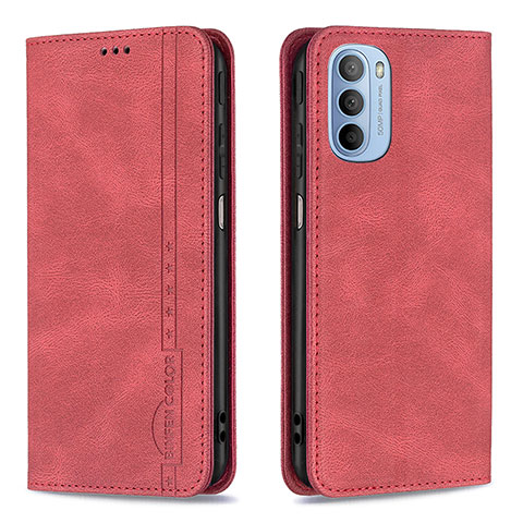 Handytasche Stand Schutzhülle Flip Leder Hülle B07F für Motorola Moto G31 Rot