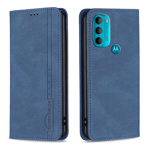 Handytasche Stand Schutzhülle Flip Leder Hülle B07F für Motorola Moto G71 5G Blau