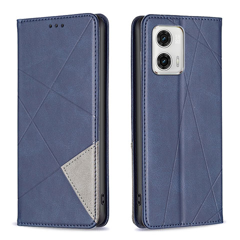 Handytasche Stand Schutzhülle Flip Leder Hülle B07F für Motorola Moto G73 5G Blau