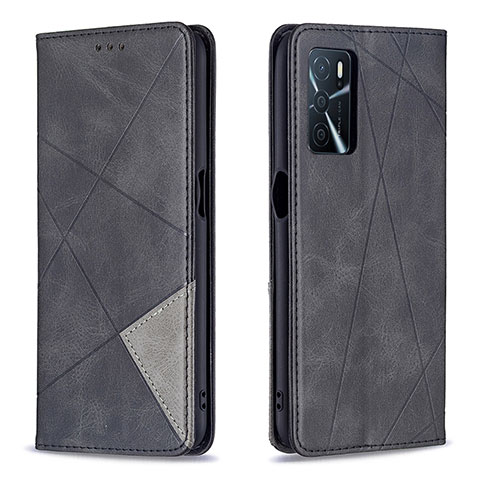 Handytasche Stand Schutzhülle Flip Leder Hülle B07F für Oppo A16s Schwarz