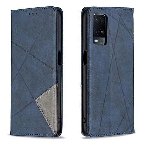 Handytasche Stand Schutzhülle Flip Leder Hülle B07F für Oppo A54 4G Blau