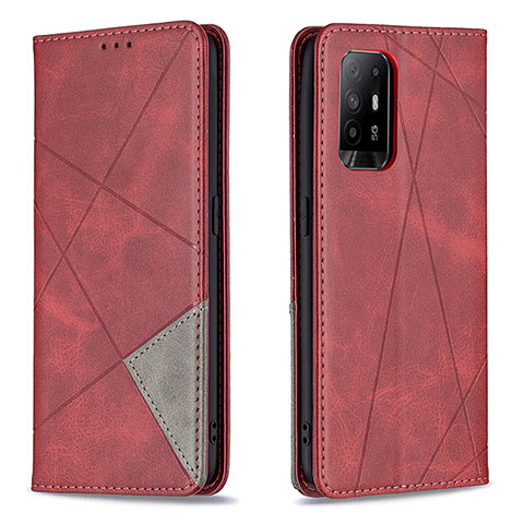 Handytasche Stand Schutzhülle Flip Leder Hülle B07F für Oppo F19 Pro+ Plus 5G Rot