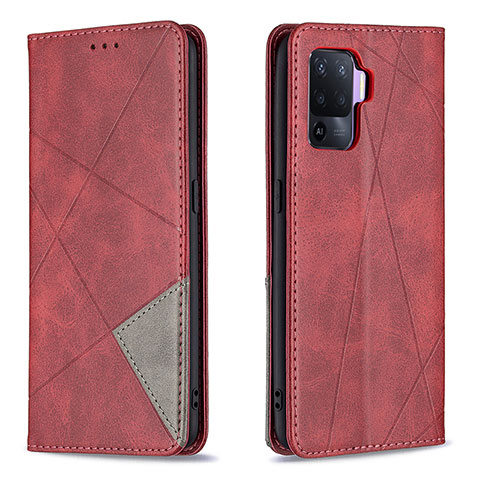 Handytasche Stand Schutzhülle Flip Leder Hülle B07F für Oppo F19 Pro Rot