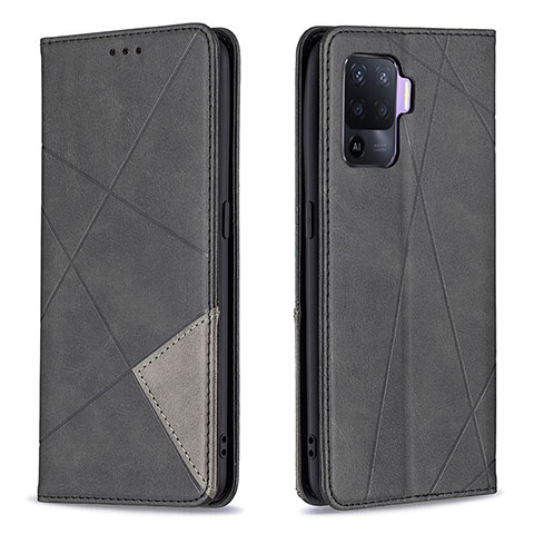 Handytasche Stand Schutzhülle Flip Leder Hülle B07F für Oppo F19 Pro Schwarz