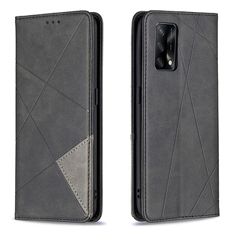 Handytasche Stand Schutzhülle Flip Leder Hülle B07F für Oppo F19 Schwarz