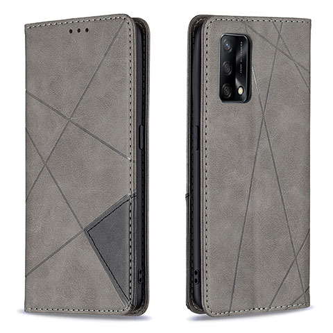 Handytasche Stand Schutzhülle Flip Leder Hülle B07F für Oppo F19s Grau