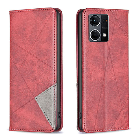 Handytasche Stand Schutzhülle Flip Leder Hülle B07F für Oppo F21 Pro 4G Rot