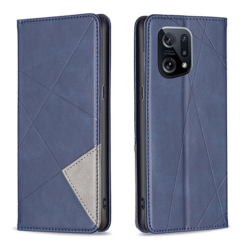 Handytasche Stand Schutzhülle Flip Leder Hülle B07F für Oppo Find X5 5G Blau