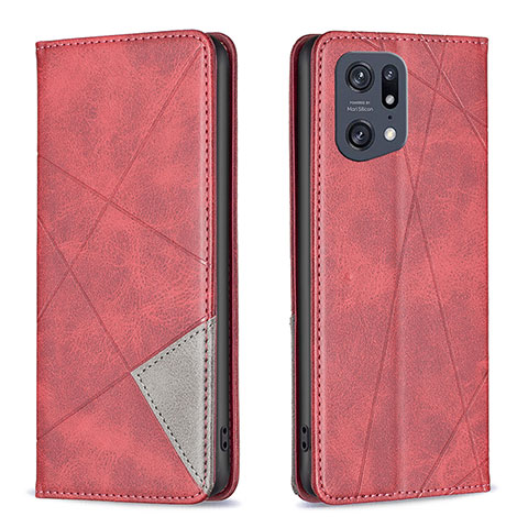 Handytasche Stand Schutzhülle Flip Leder Hülle B07F für Oppo Find X5 Pro 5G Rot