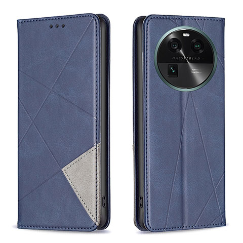 Handytasche Stand Schutzhülle Flip Leder Hülle B07F für Oppo Find X6 5G Blau