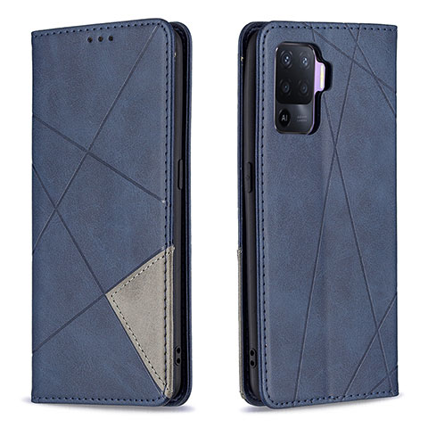 Handytasche Stand Schutzhülle Flip Leder Hülle B07F für Oppo Reno5 F Blau