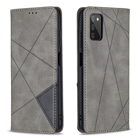 Handytasche Stand Schutzhülle Flip Leder Hülle B07F für Samsung Galaxy A02s Grau