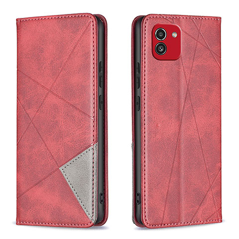 Handytasche Stand Schutzhülle Flip Leder Hülle B07F für Samsung Galaxy A03 Rot