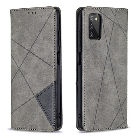 Handytasche Stand Schutzhülle Flip Leder Hülle B07F für Samsung Galaxy A03s Grau