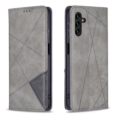 Handytasche Stand Schutzhülle Flip Leder Hülle B07F für Samsung Galaxy A04s Grau