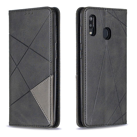 Handytasche Stand Schutzhülle Flip Leder Hülle B07F für Samsung Galaxy A20 Schwarz