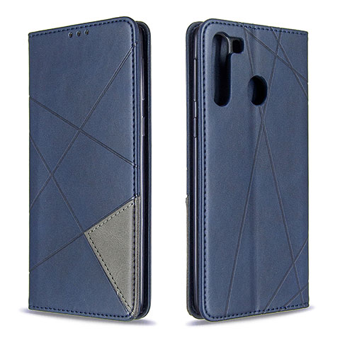 Handytasche Stand Schutzhülle Flip Leder Hülle B07F für Samsung Galaxy A21 Blau