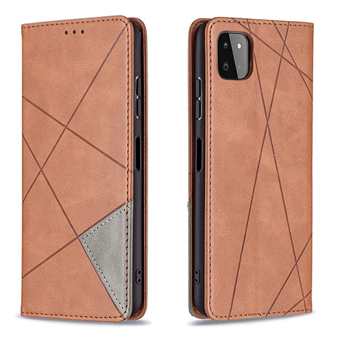 Handytasche Stand Schutzhülle Flip Leder Hülle B07F für Samsung Galaxy A22 5G Braun