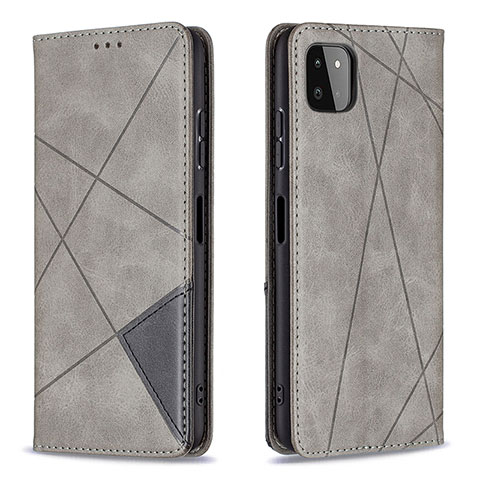 Handytasche Stand Schutzhülle Flip Leder Hülle B07F für Samsung Galaxy A22 5G Grau