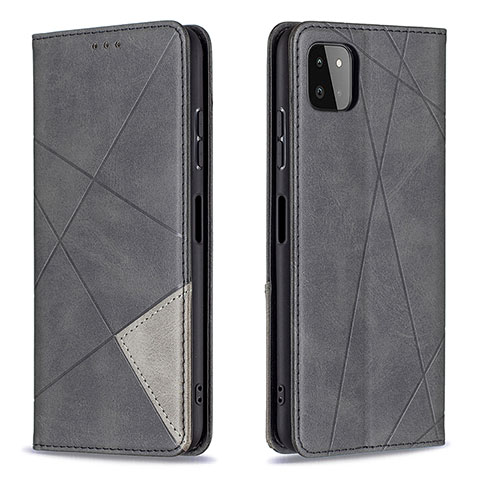 Handytasche Stand Schutzhülle Flip Leder Hülle B07F für Samsung Galaxy A22 5G Schwarz