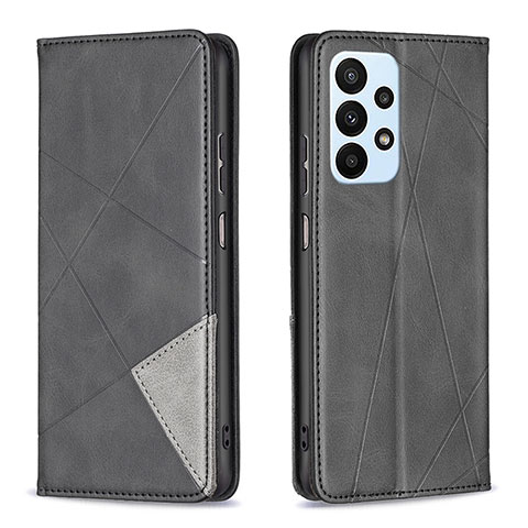 Handytasche Stand Schutzhülle Flip Leder Hülle B07F für Samsung Galaxy A23 5G Schwarz