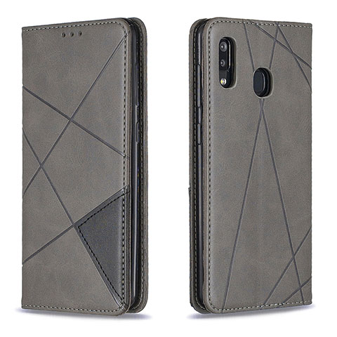 Handytasche Stand Schutzhülle Flip Leder Hülle B07F für Samsung Galaxy A30 Grau