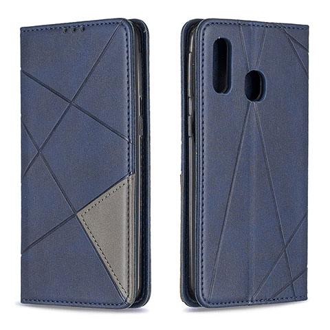 Handytasche Stand Schutzhülle Flip Leder Hülle B07F für Samsung Galaxy A40 Blau